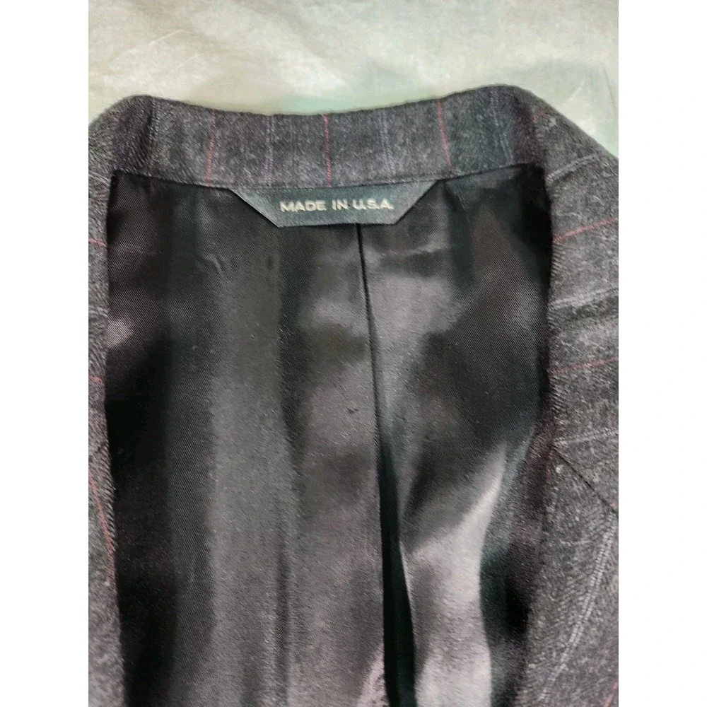 Saks Fifth Avenue Mens Wool Lined Pin Striped Blazer Gray 43L 5th Ave Jacket